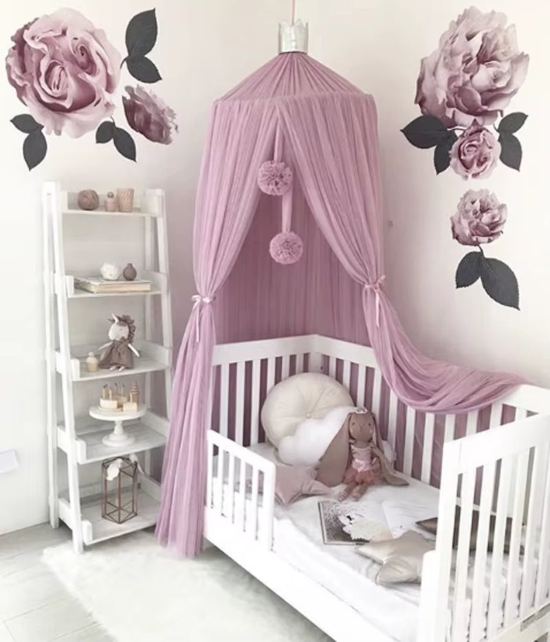 DIY Kids Room Decoration Pink Bed Curtain Yarn Decoration Ball Pattern to Baby Bedroom Wall Hanging Baby Bedroom Decoration
