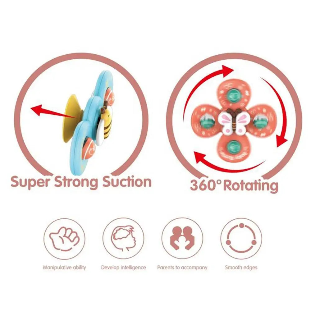 1Set Children'S Suction Cup Rotating Music Puzzle Fun Rotate Gyroscope Stress Relieving Toys Safe Materials Early Childhood Toys