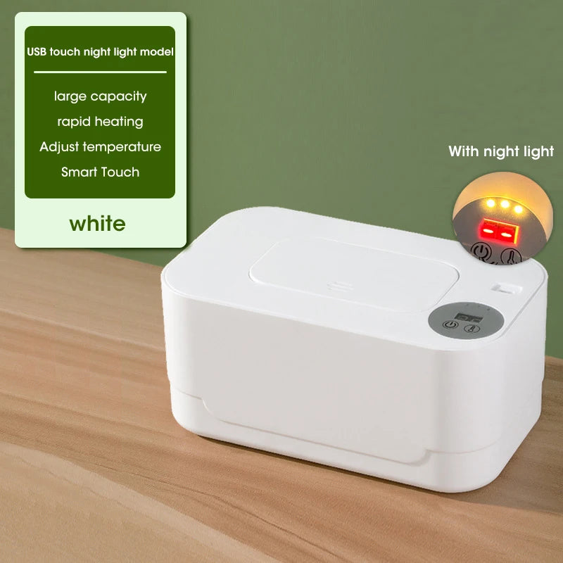 Portable Baby Wipe Warmer with LED Display, USB Charging & Auto Dispenser for Home and Car Use