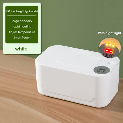 Portable Baby Wipe Warmer with LED Display, USB Charging & Auto Dispenser for Home and Car Use