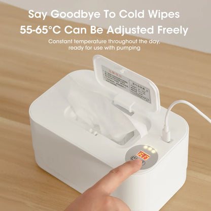 Portable Baby Wipe Warmer with LED Display, USB Charging & Auto Dispenser for Home and Car Use