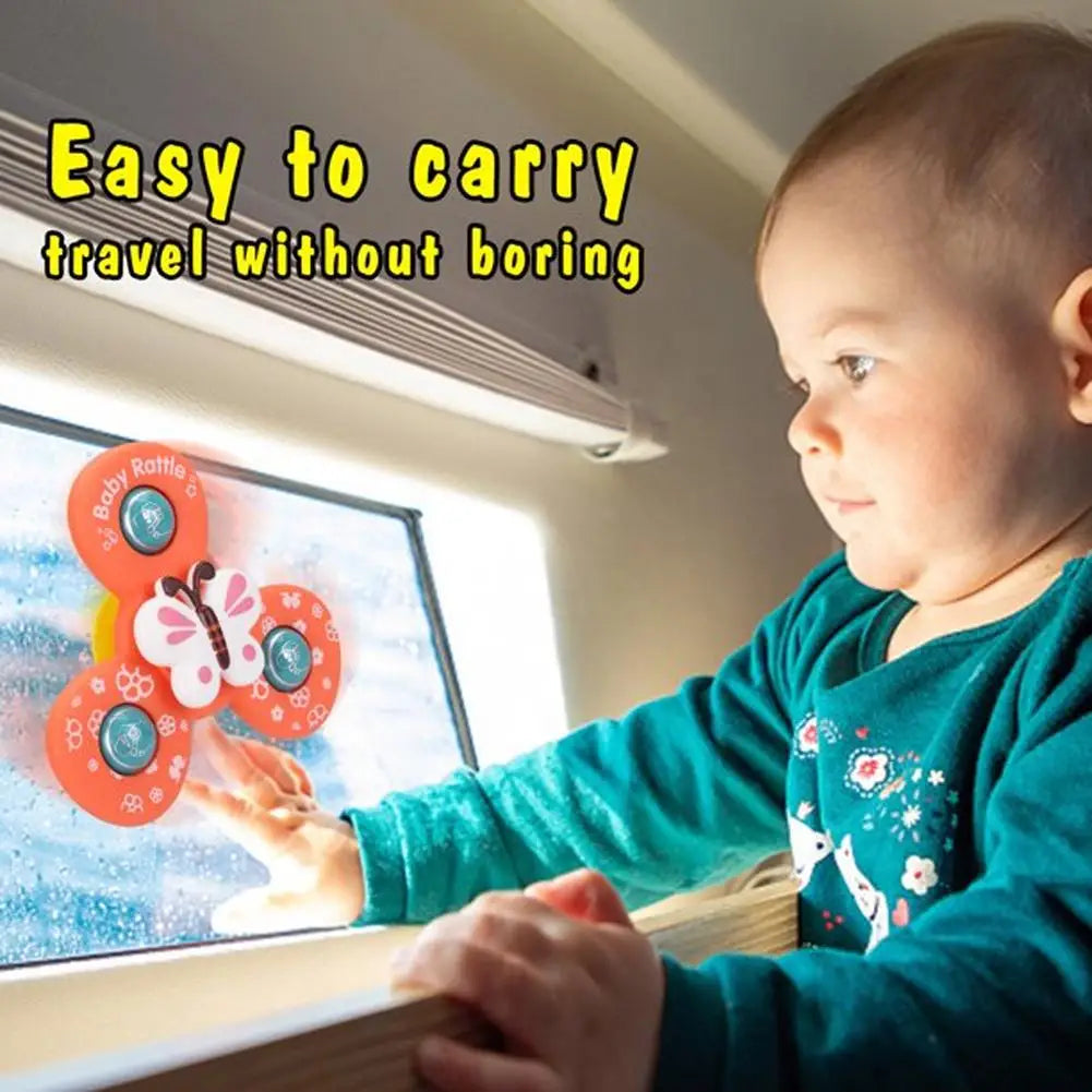 1Set Children'S Suction Cup Rotating Music Puzzle Fun Rotate Gyroscope Stress Relieving Toys Safe Materials Early Childhood Toys