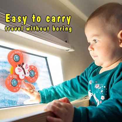 1Set Children'S Suction Cup Rotating Music Puzzle Fun Rotate Gyroscope Stress Relieving Toys Safe Materials Early Childhood Toys