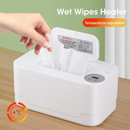 Portable Baby Wipe Warmer with LED Display, USB Charging & Auto Dispenser for Home and Car Use