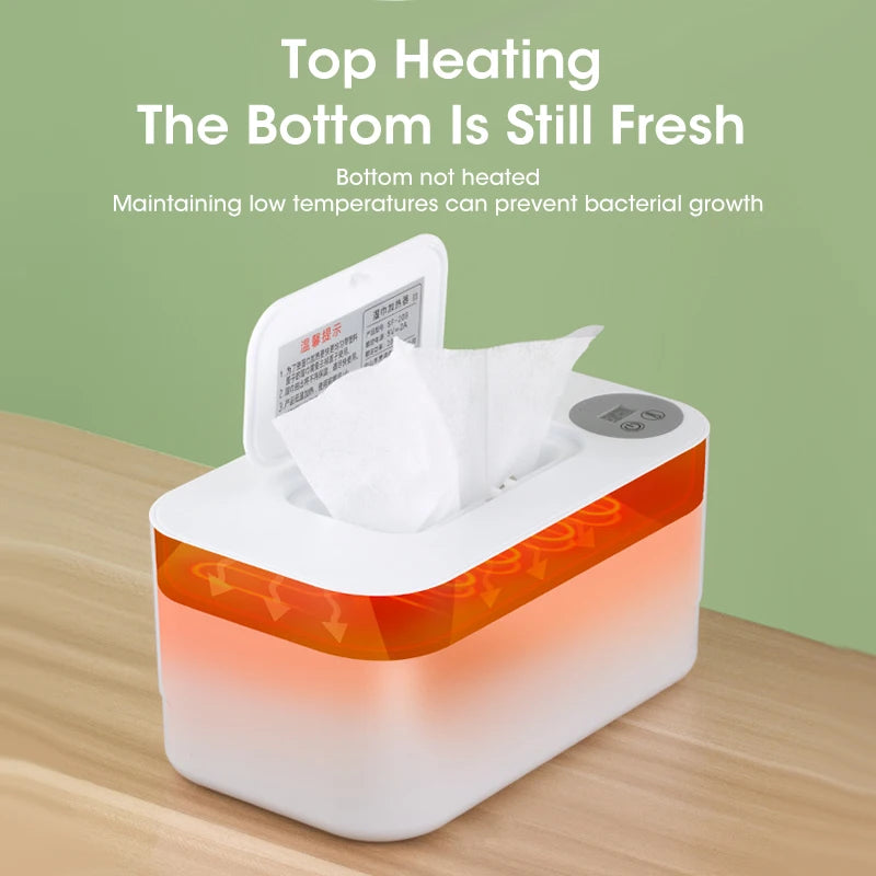 Portable Baby Wipe Warmer with LED Display, USB Charging & Auto Dispenser for Home and Car Use