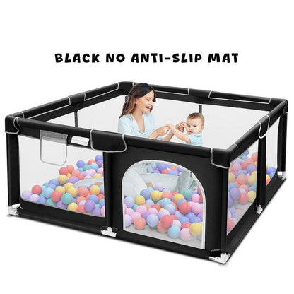 Baby Playpen, Sturdy & Safe Playard with Soft Breathable Mesh for Indoor & Outdoor Use, Portable Baby Fence for Babies & Toddlers,Gift,Black