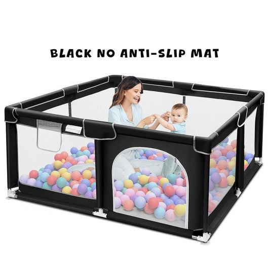 Baby Playpen, Sturdy & Safe Playard with Soft Breathable Mesh for Indoor & Outdoor Use, Portable Baby Fence for Babies & Toddlers,Gift,Black