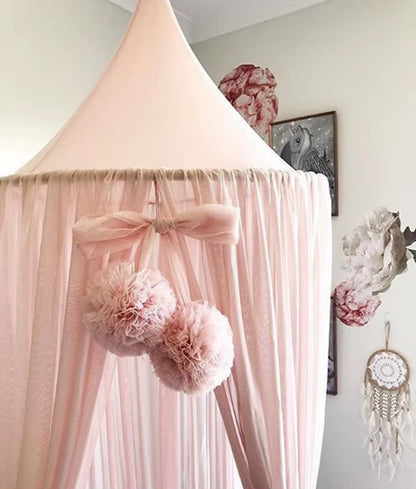 DIY Kids Room Decoration Pink Bed Curtain Yarn Decoration Ball Pattern to Baby Bedroom Wall Hanging Baby Bedroom Decoration