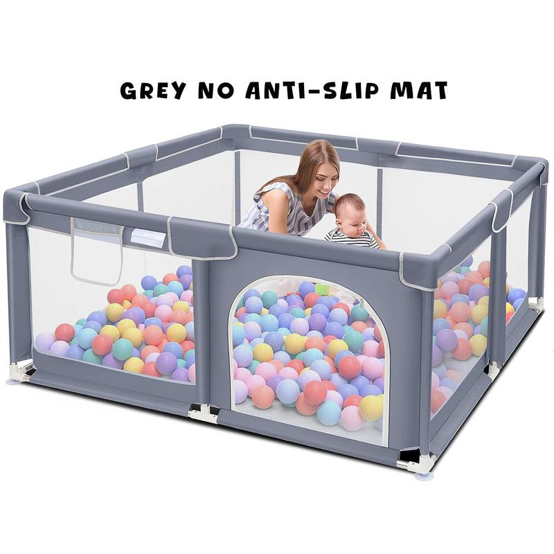 Baby Playpen, Sturdy & Safe Playard with Soft Breathable Mesh for Indoor & Outdoor Use, Portable Baby Fence for Babies & Toddlers,Gift,Black